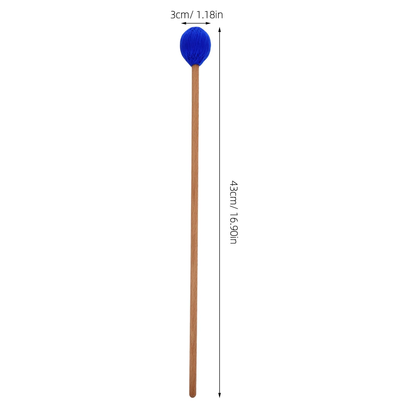 4 Marimba-Schlägel: Garn-Xylophon-Schlägel – Blauer Kopf, Holzgriff, Schlagstockhammer für Marimba, Xylophon und Glockenspiel