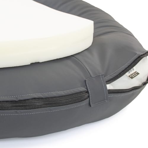 Wallace & Jones | Premium Hundebett Bolton Hundesofa 63x50 cm Hundecouch aus Kunstleder Hundebett für kleine Hunde, verdeckter Zipper, waschbar, rutschfest, dunkelgrau