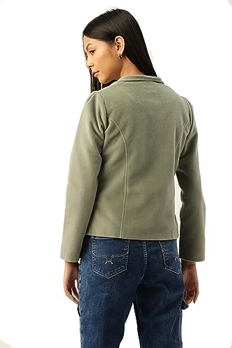 Image of Leather Retail Long Winter Wear Velvet Jacket For Women