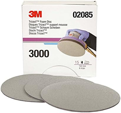 3M Trizact Hookit Foam Disc, 02085, 6 in, P3000, 15 discs per carton,Blue751, Factory