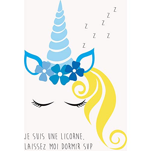 Affiche licorne laissez-moi dormir 91x115cm pour resoudre le manque de sommeil avec humour
