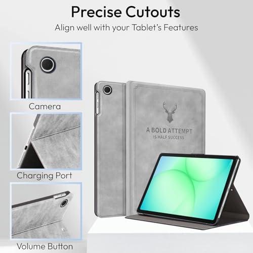 Image of Robustrion for Samsung Galaxy Tab A11 8.7 inch & A9 8.7 inch Cover Case, Deer Flip Cover Case for Samsung Tab A11 Tablet Cover 8.7 inch [Auto Sleep Wake Support] - Grey