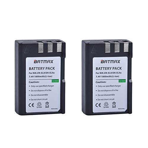 image for Batmax EN-EL9 Battery(2-Pack) and Compact USB Dual Charger for Nikon E