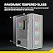 GAMDIAS White ATX Mid Tower Gaming Computer PC Case with Side Tempered Glass, Preinstalled 4X 120mm ARGB Fans, Support Up to 6X 120mm Fans, 360mm AIO/Radiator, 340mm GPU/VGA, 160mm CPU Air Cooler