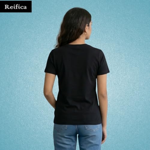 Image of Reifica Women's Plain Half Sleeve T-Shirt Combo Pack of 4