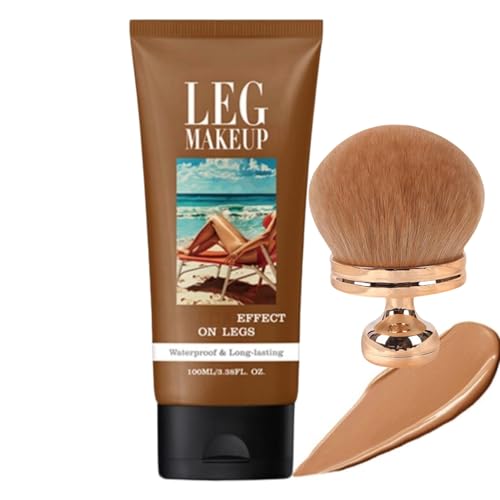 Body Coverage Perfector,Leg Makeup,Maquillage Corporel Pour Les Jambes,Fond De Teint Corps Waterproof,Fond De Teint Essence,Anticerne Essence (3#+Pinceau)