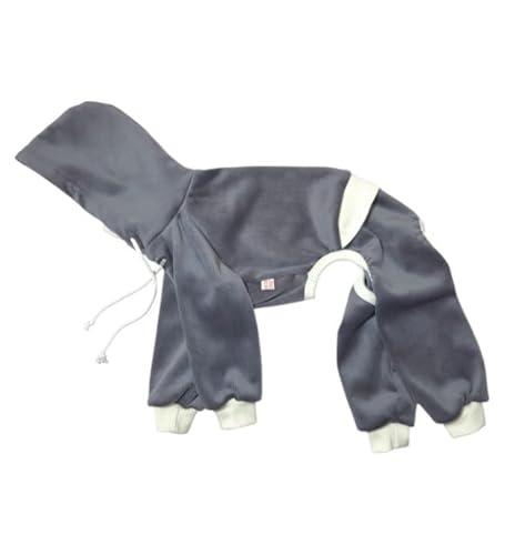 D DOGGY STAR イタグレ服 コーデュロイ パーカー リブ地 ロンパース つなぎ 小型犬 中型犬 大型犬 春 秋 冬服 (チャコールグレー, M)