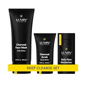 Lumin – Smooth Operator Detox Trio – Men’s skincare kit, Includes: Charcoal Face Wash Daily Detox, Charcoal Scrub Deep Detox & Daily Face Moisturizer, Suitable for all skin types, Two Month Supply