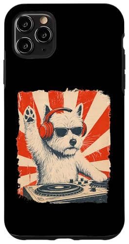 West Highland White Terrier, DJ, House-Musik, Retro-Hundeliebhaber Hülle für iPhone 11 Pro Max