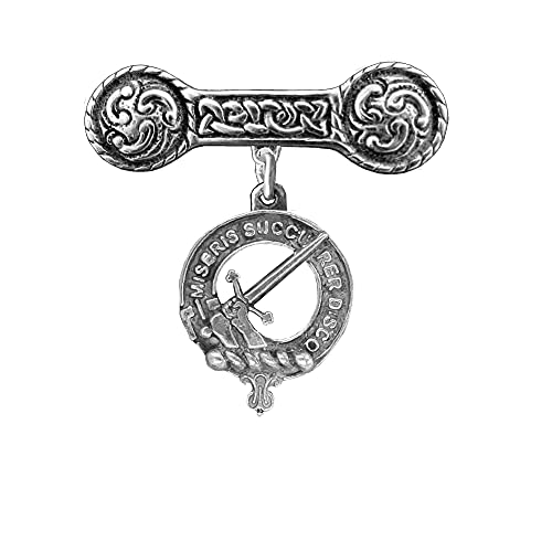 MacMillan Clan Crest Iona Bar Brooch - Sterling Silver