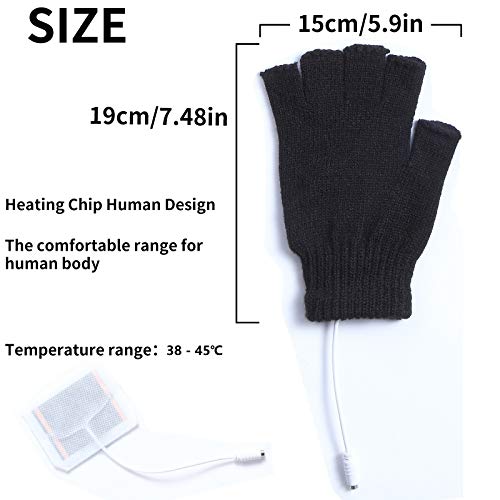 2 Pairs USB Heated Gloves for Men and Women, USB 2.0 Powered Stripes Heating Pattern Knitting Wool Heating Mittens Hands… - Image 3