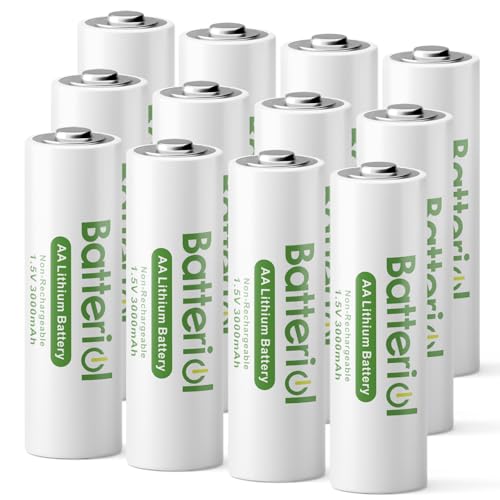 Batteriol Lithium Batteries AA, Double A Batteries 3000mAh...