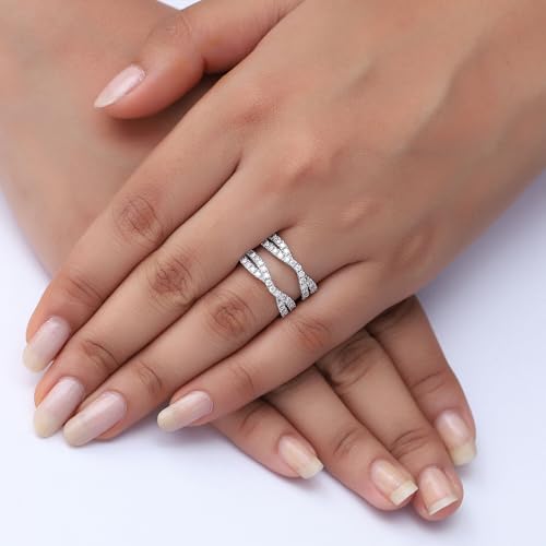 0.80 Carat (ctw) Lab Created Moissanite & Lab Grown Diamond Double Infinity Wedding Ring Guard Enhancer In 14K Gold Over Sterling Silver Jewelry (0.80 Cttw), Gift For Her2