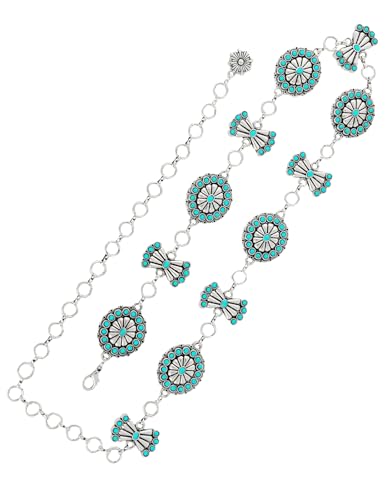 Image of TOPACC Western Metal Concho Belt for Women Cowgirl Chain Belts for Dresses Jeans Country Concert Outfit