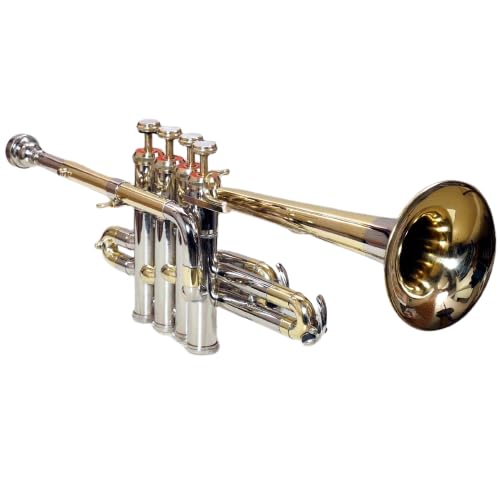 New Piccolo Trumpet Key Bb Free Hard Case & MouthPiece (Golden + Silver)