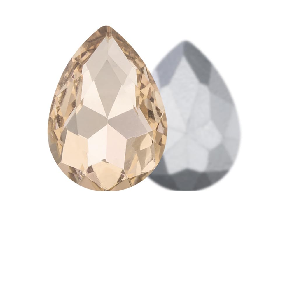 Gold Champagne Teardrop Crystal Rhinestones, 50 Pcs Pointed Back Rhinestone Bulk, 18x25mm Large Glass Crystal Rhinestones Gems for Craft Decor Jewelry