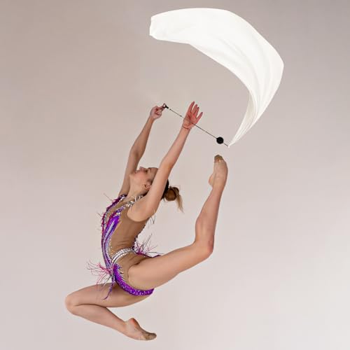 Danse du ventre poi en soie vert blanc avec streamer de scène - 5