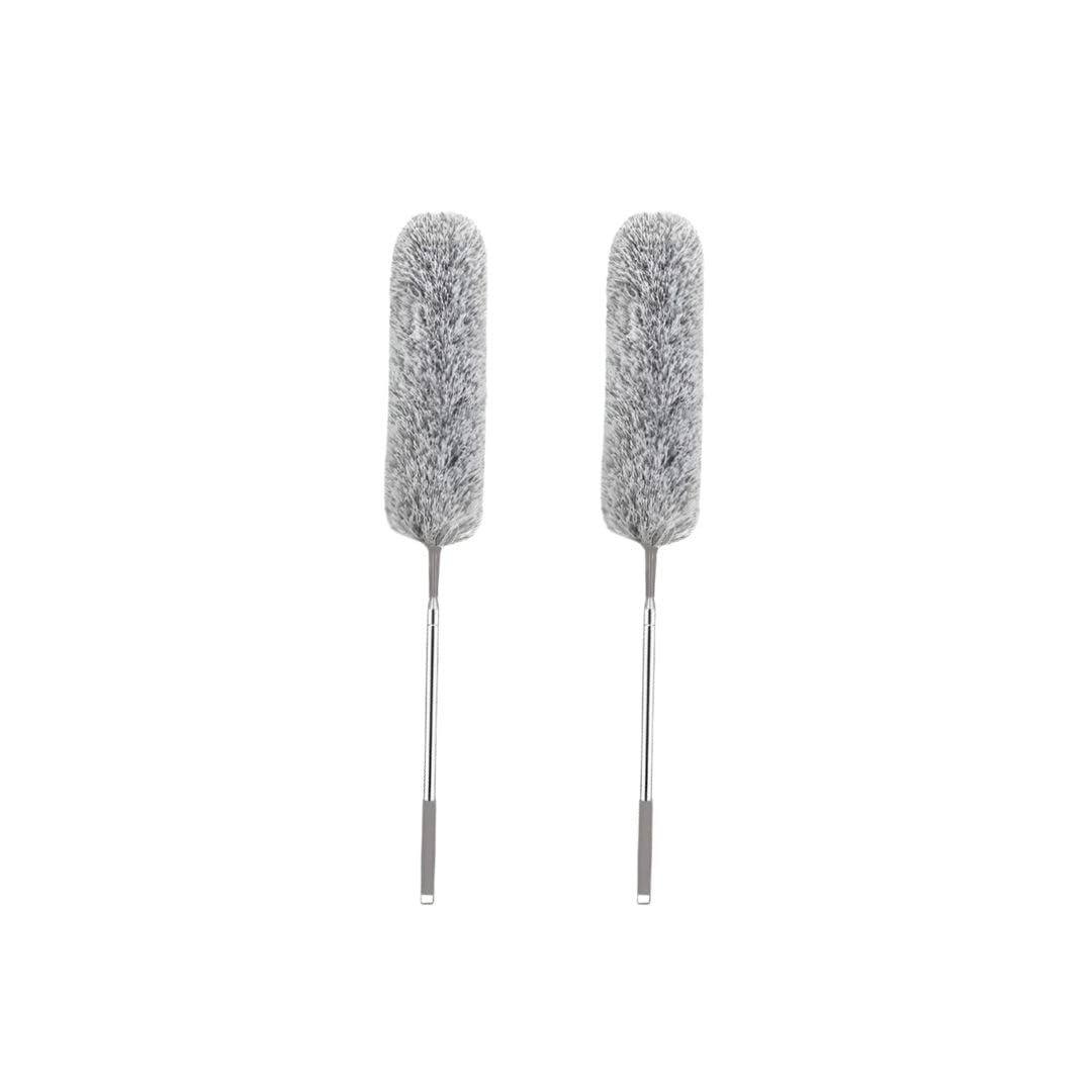 Arcus Grey Feather Duster Extendable - Pack Of 2 - Premium Microfibre - Long Pole Rotateable Bendable Head - Washable - Clean High Ceiling Fans, Light Fixtures & Chandeliers, Cobwebs, Air Vents (Grey)