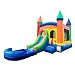 Inflatable Bounce House and Wet / Dry Slide, 12-Foot by 12-Foot Bounce Area, Crossover Rainbow Castle Combo with Wet Pool Attachment, Blower, Stakes, Repair Kit, and Storage Bag