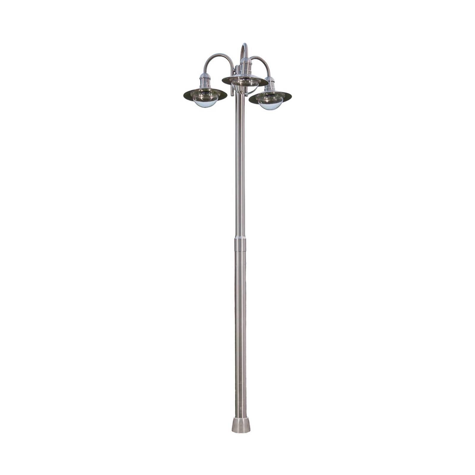 Lindby Lampadaire extérieur Damion à intensité variable (Moderne) en Gris Inox (à 3 lampes, E27) Candélabre luminaire d’extérieur