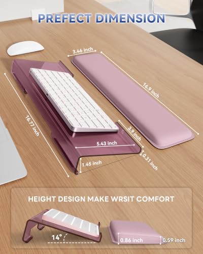 Image of Laborio Computer Keyboard Wrist Rest Stand for Desktop, Keyboard Holder for Easy Typing with Wrist Pad for Office Desk, Home, School (Rose Pink)