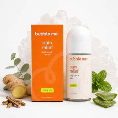 Image of Bubble Me Magnesium Pain Relief Roll-On, Instant Relief for Back, Joint, Knee, Neck Pain, Muscle Stiffness and Sports Injuries with Natural Ingredients, Pack of 1 (50ml)