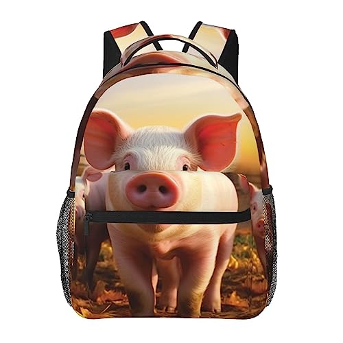 Sac à dos de voyage imprimé cochon noir, format taille unique ergonomique