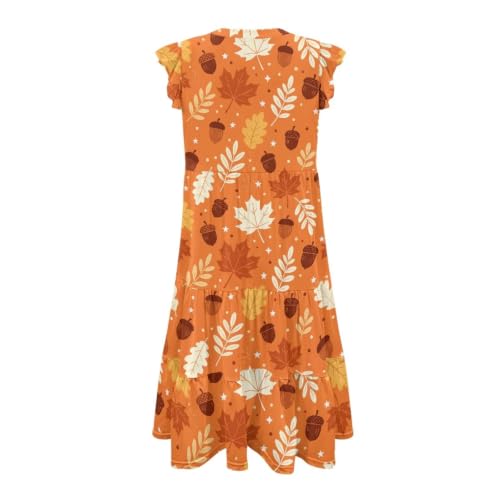 Image of Womens Summer Dress Ruffle Sleeve V Neck Dress Casual Fit Flowy Beach Vacation Sundress with Pocket S-2XL