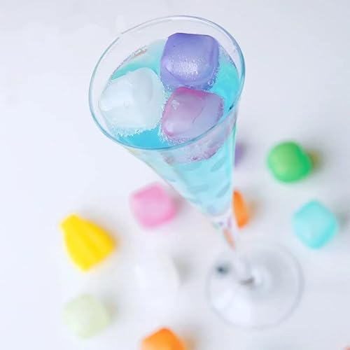 Shengqipc Reusable Ice Cube, Fake Plastic Refreezable Silicone Ice Cubes For Drinks, Wine Non Melting Cooling Artificial Ice Cubes For Coolers, Pack Of 70, Colorful #TOP6