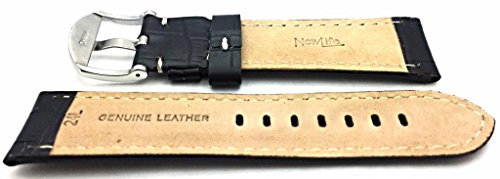 24Mm Long, Black Leather Watch Band Compatible With Panerai Watch | Alligator Crocodile Grained, Thick, Medium Padded Replacement Wrist Strap Bracelet That Brings New Life To Any Watch (Mens Long Length) #TOP1