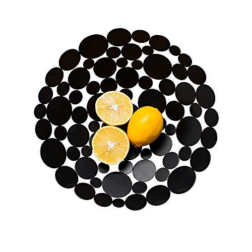 LZK Bandeja de Metal Plato de Fruta Plato de Fruta, Almacenamiento doméstico Bandeja de Fruta, decoración de la Sala Frutero Hueco Null/Negro/Una Talla