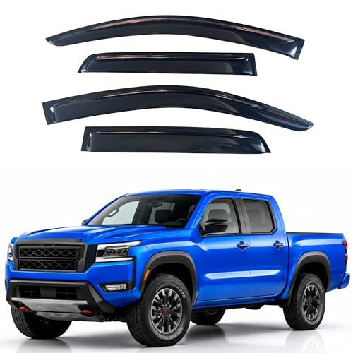 Image of IG Window Visor for Nissan Frontier Crew Cab 2022-2024, Rain Guard Tape-On Extra Durable Sun Wind Side Vent Window Deflector, 2022 2023 2024 (Crew Cab Only)