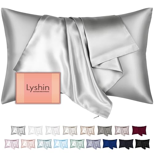 Mulberry Silk Pillow Cases Queen Size with Hidden Zipper, Ultra Smooth and Soft Breathable Cooling Silk Satin Pillowcase for Hair and Skin, Gifts for Women Men (Light Grey, 20x30 Inches, 1 Pack)