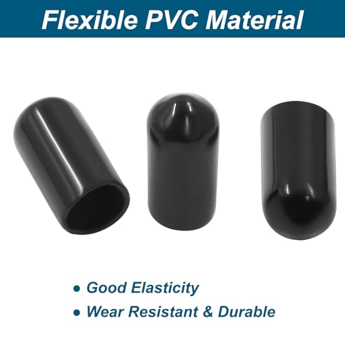 Image of 60 Pcs 6.5mm (1 /4 inch) Rubber End Caps Bolt Screw Protector, Black | PVC Flexible Impact Absorbing, Prevents Scuffs Dust Rust, Fits 6.5-7mm Round Tube Threads, Indoor Outdoor Use
