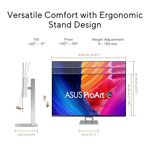 Image of ASUS ProArt Display 27 inch 4K UHD Professional Monitor (PA27UCDMR) - QD-OLED (3840 x 2160), 99% DCI-P3, Auto Calibration, ΔE<1, Calman Ready, 240Hz, HDR-10, Thunderbolt, Ergonomic, 3 yr Warranty