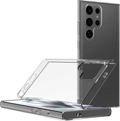 Image of NISHTECH for Samsung Galaxy S24 Ultra 5G (2024) Premium Transparent Hybrid Soft Slim Dust Proof Back Case Cover Silicone with Camera Protection