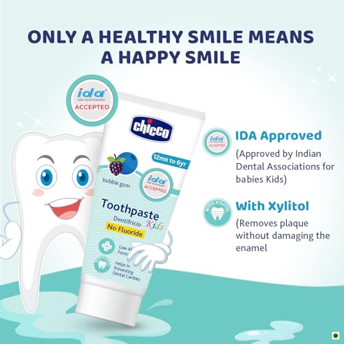 Image of Chicco Toothpaste Bubble Gum 1-6Y 50g No Fluoride (Pack of 4)