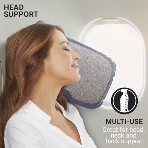 Almohada inflable de espuma para viaje gris única miniatura 6