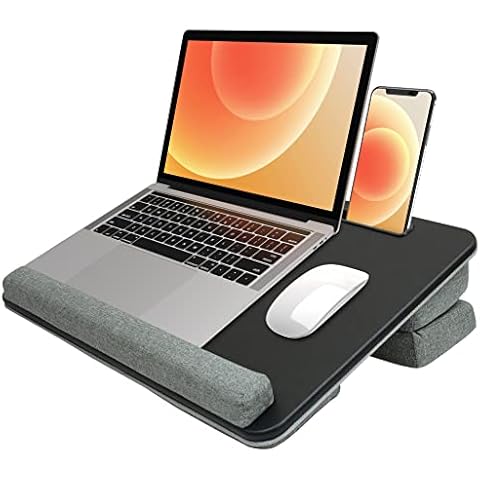 Adjustable Laptop Desk with Pockets&Slot&Handle-Klearlook PU Leather Height Adjustable Waterproof Lap Desk,Portable(Comfortable Cushion+Wrist Pad) Bed Couch Lap Table for Notebook/Tablet to 17''-Large Cover