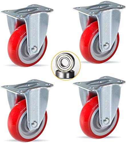 MU 3/4/5 Ruedas Giratorias, Ruedas para Muebles, Ruedas para Trabajo Pesado, con Placa Fija Y Rodamientos de Bolas para Muebles, Aparatos Amp; Equipo,3 Pulgadas / 75 Mm