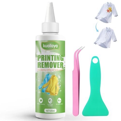 kuailaya Heat Transfer Vinyl Remover, HTV Remover, Safely Remove Clothes Vinyl Letters & Decals, Vinyl Remover for Heat Transfer Vinyl with Scraper Tweezers Tools 4.4oz