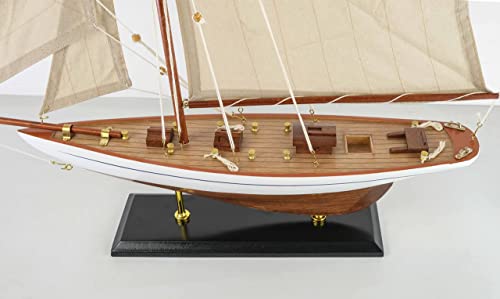 SAILINGSTORY Wooden Sailboat Decor Ship Model Antique Finish Ivory by HOME DECOR SAILINGSTORY - Image 3