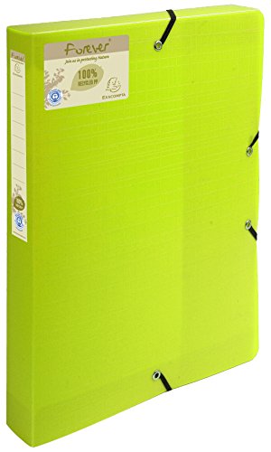 Exacompta 553573E Premium Sammelbox Forever 40mm mit Gummizug aus Recycling-Kunststoff mit Rückenschild für DIN A4 Archivbox Heftbox Dokumentenbox Zeichenbox Sammelmappe grün