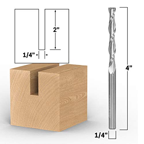 Image of YONICO Upcut Router Bits Spiral 2 Flute Solid Carbide CNC End Mill 1 /4-Inch Dia. 1 /4-Inch Shank 31218-SC