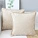 OYIMUA 2er Set Deko Kissenbezug 40x40 Beige Samt Kissenbezüge Landhausstil Dekokissen Chenille Aesthetic Sofakissen Dekorativ Couchkissen Kissenhülle Bezug Weich Wohnzimmer Zierkissen