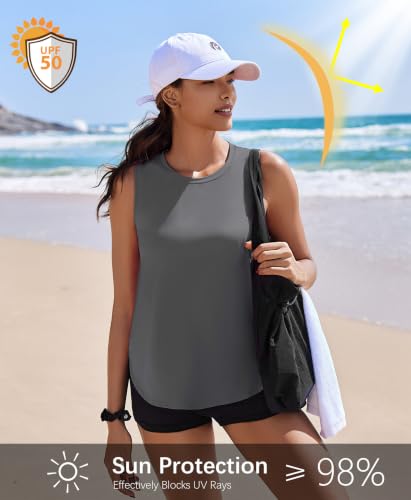 Image of PINSPARK Workout Tank Tops Woman Ice Silk UPF 50+ Athletic Yoga Shirts