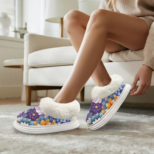 GIFTPUZZ Slippers for Women's and Men's Casual House Shoes with Fuzzy Slip-on Sole Gifts for Wife Mother Size 5.5-12.54