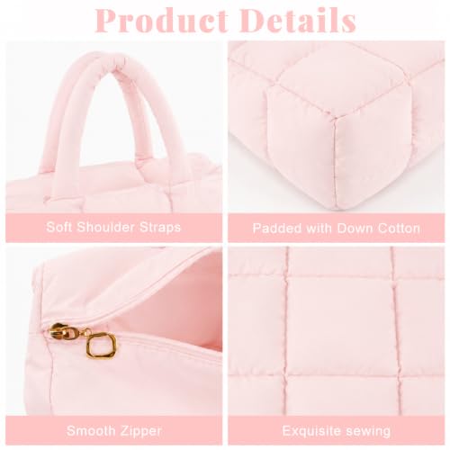 Image of PALAY Tote Bag for Woman Soft Lighweight Puffy Travel Handbag 15.6 inches Laptop Quilted Shoulder Hand Bags for Women