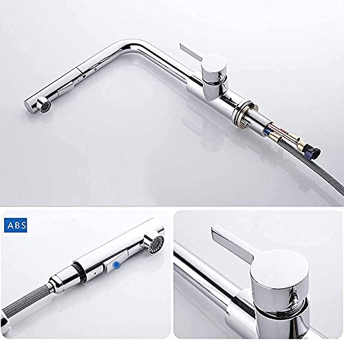 Robinet cuisine douchette laiton chrome design pivotant - 4