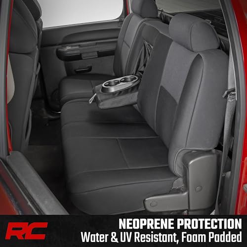Rough Country Neoprene Seat Covers for Chevy Silverado & GMC Sierra 1500/2500HD (2007-2013) - Waterproof, UV Resistant, Foam-Padded Front & Rear Set w/Rear Armrest by Rough Country - Image 5